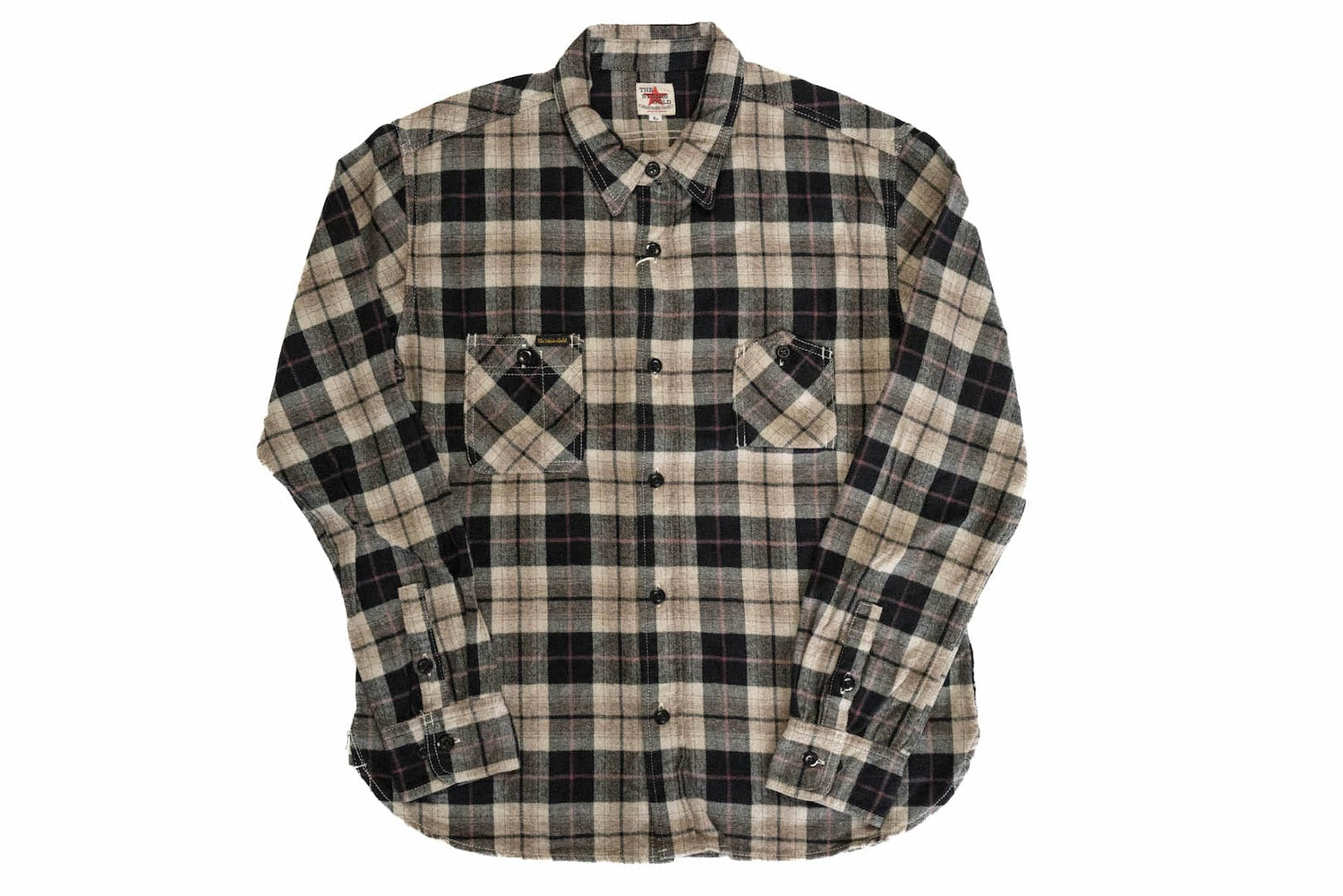 The Strike Gold 10oz HBT Check Flannel Early Workshirt (Black x Oatmeal)