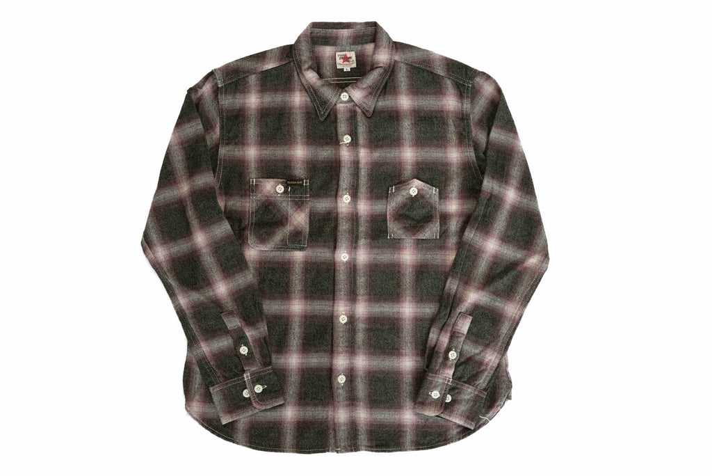 The Strike Gold 10oz Ombre Check Flannel Early Workshirt (Red X Moss Green)