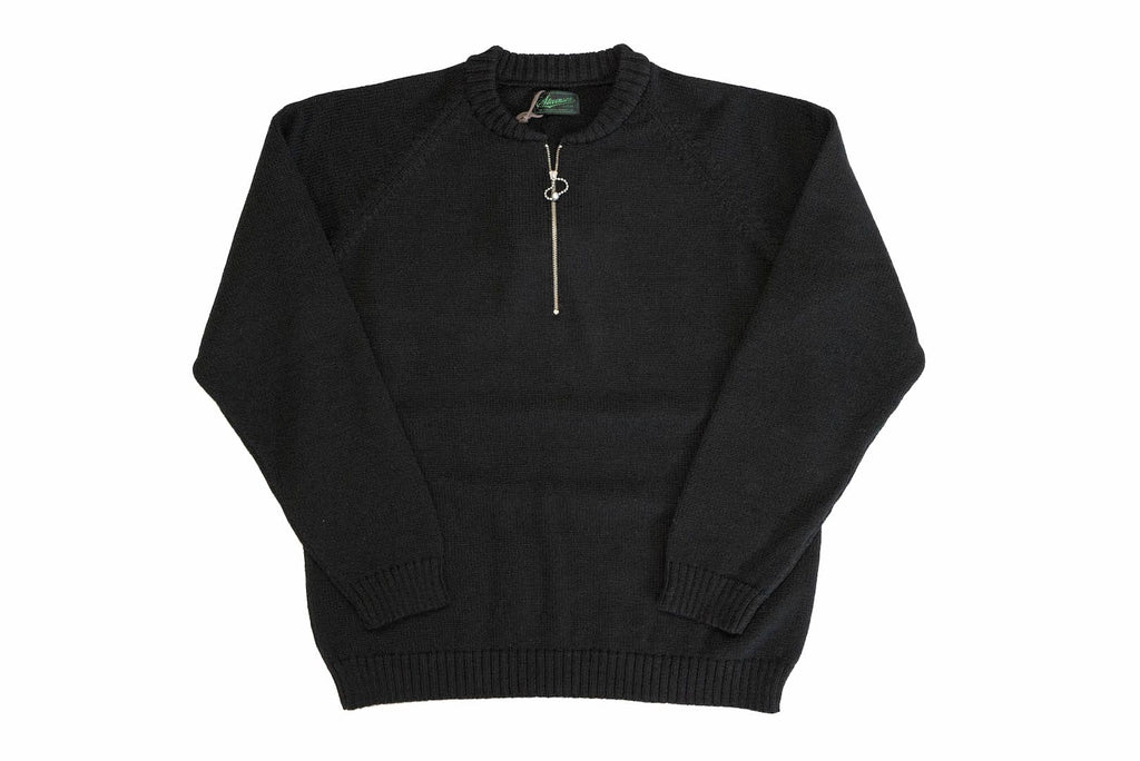 Stevenson Overall Co. Half-Zip Wool Sweater (Black)