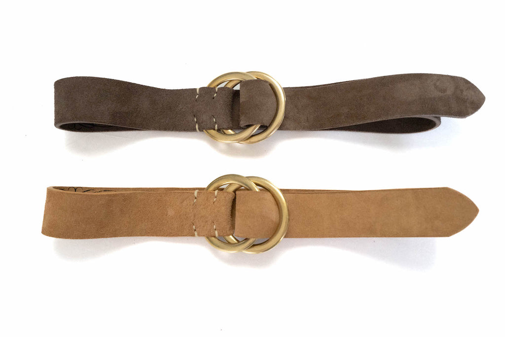 Warehouse Co "Double Rings" Suede Cowhide Belt