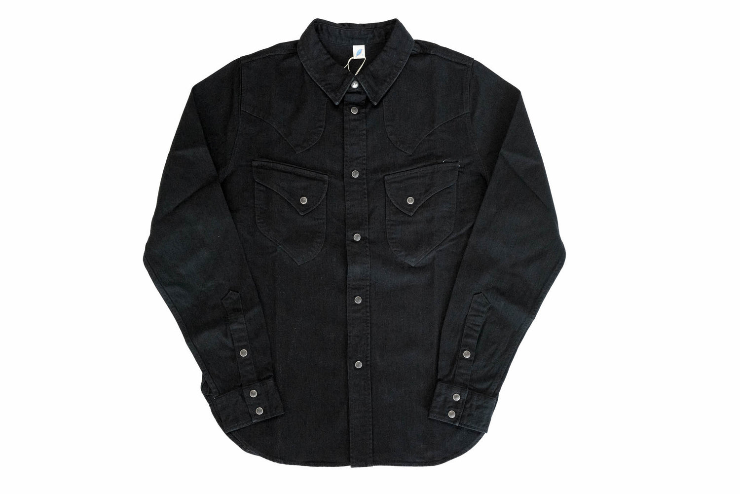 Pure Blue Japan 8oz Stretch Denim Western Shirt (Black)