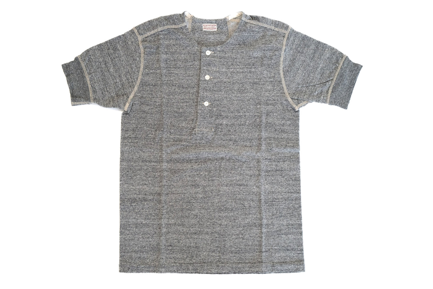 Stevenson Overall Co. 7oz Super Slow Loopwheeled Henley Tee (Grey)