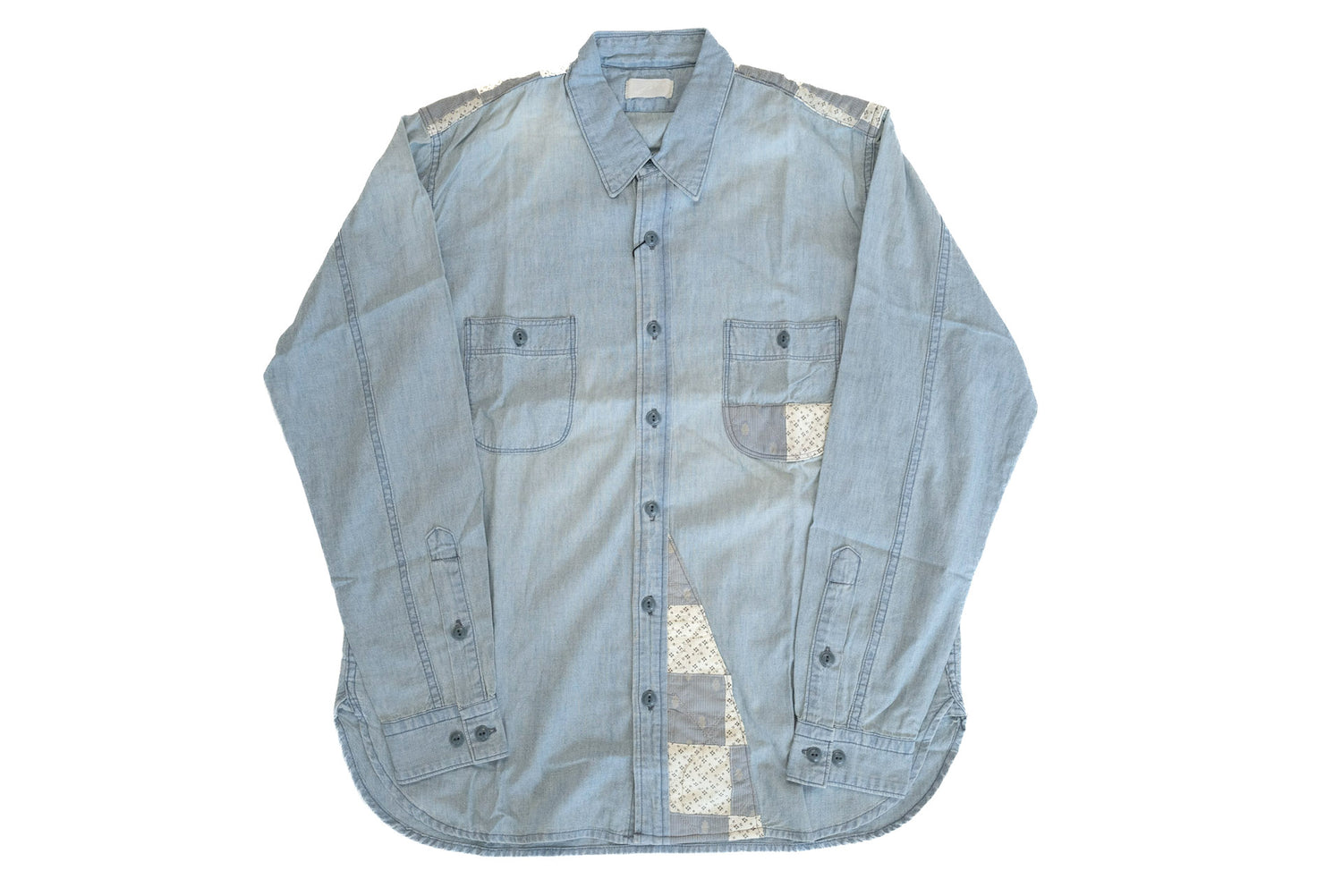 Maru Sankaku Peke by SDA 7oz "Indigo Patchwork" Chambray Workshirt