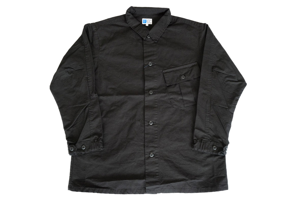 JAPAN BLUE HEAVYWEIGHT RIP-STOP F.W.U JACKETED SHIRT (BLACK)