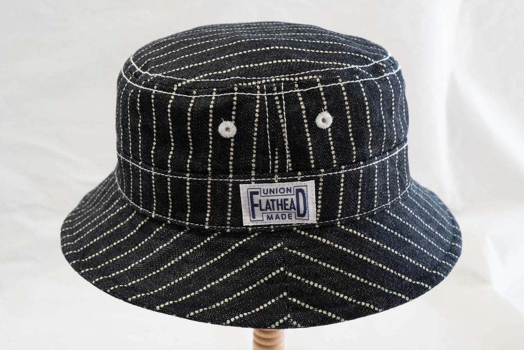 THE FLAT HEAD INDIGO WABASH BUCKET HAT