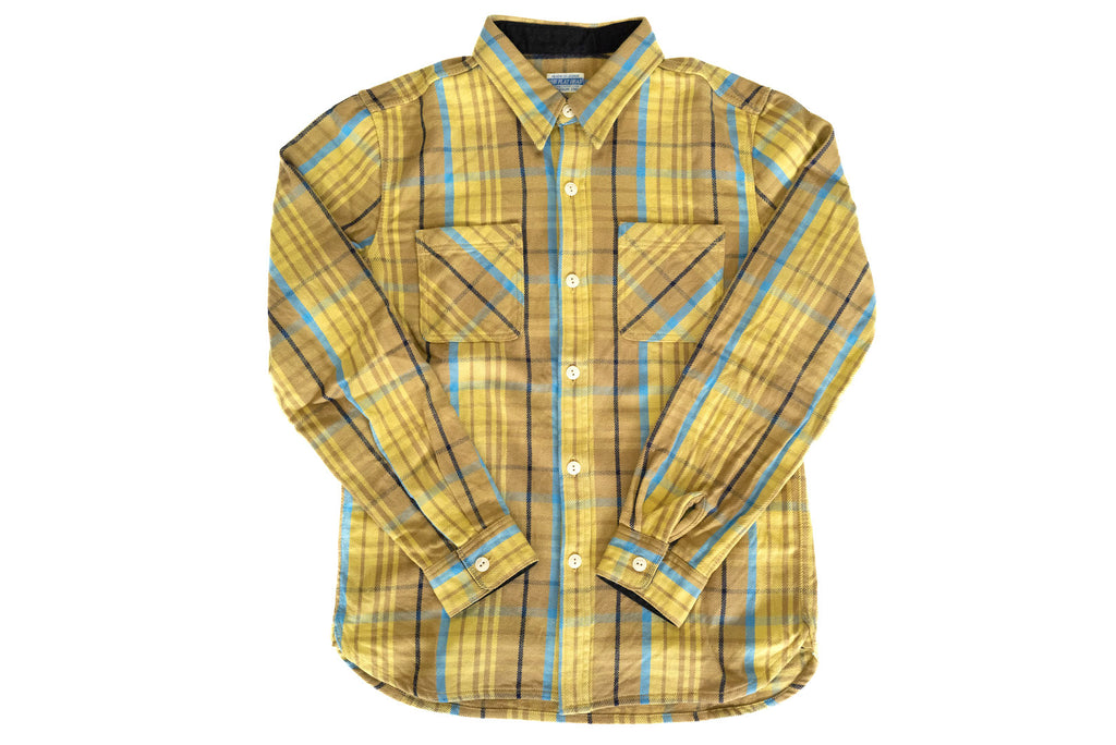 THE FLAT HEAD 11OZ SELVAGE FLANNEL WORKSHIRT (MUSTARD)