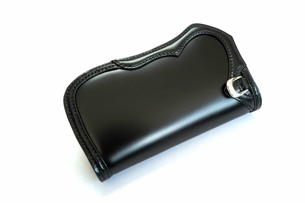 THE FLAT HEAD IMPROVED VERSION SEMI-LONG CORDOVAN WALLET (PURE BLACK)