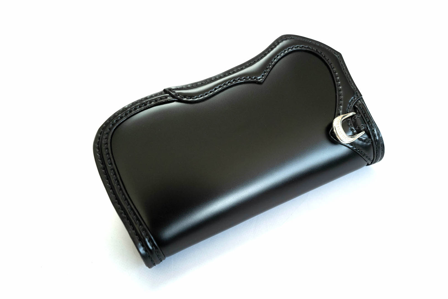 THE FLAT HEAD IMPROVED VERSION SEMI-LONG CORDOVAN WALLET (PURE BLACK)