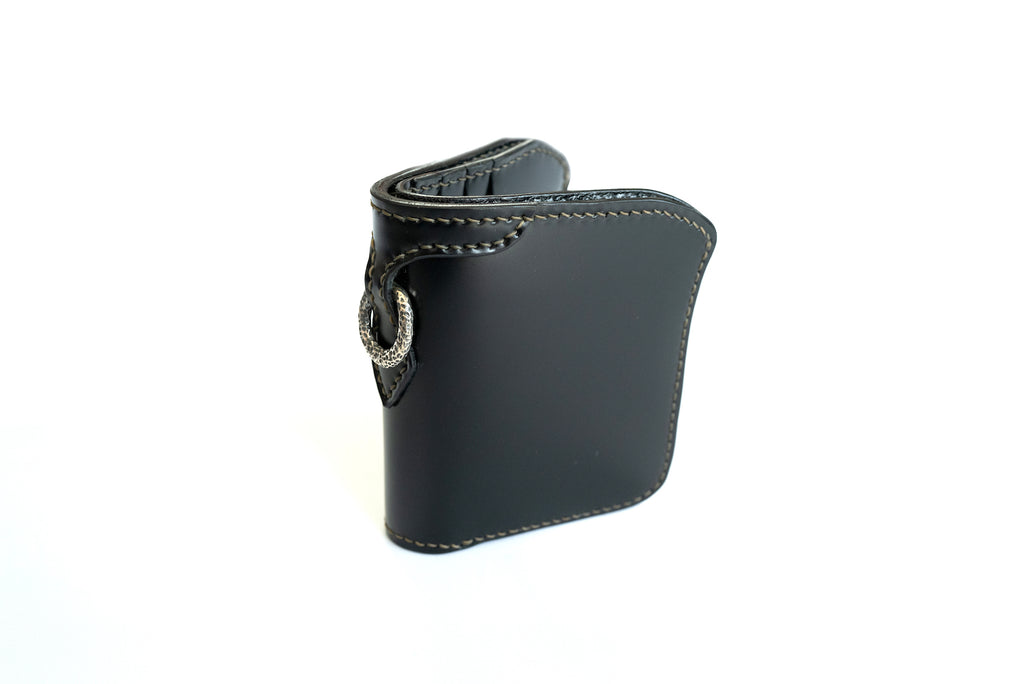 THE FLAT HEAD MINI CORDOVAN WALLET (PURE BLACK)