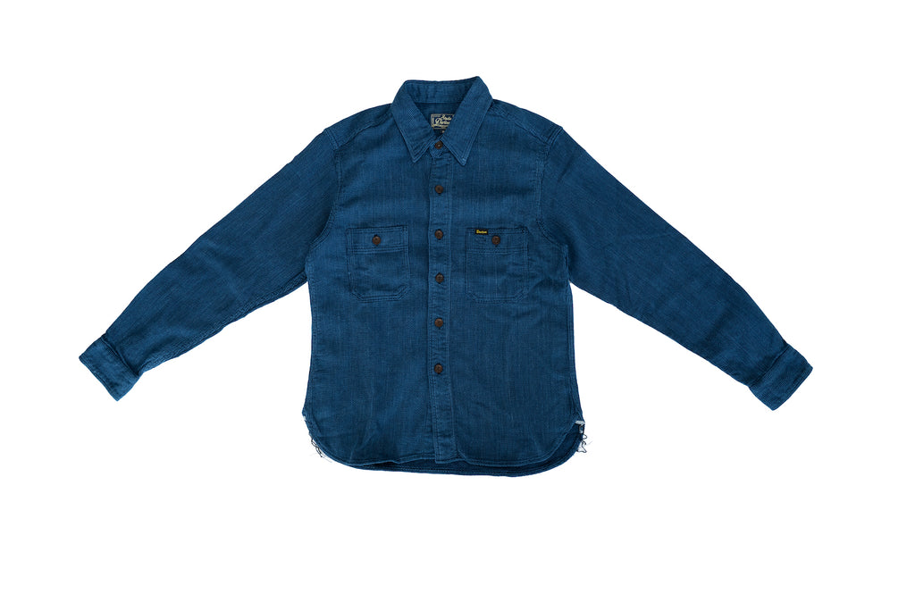 STUDIO D'ARTISAN 10OZ INDIGO SASHIKO WORK SHIRT