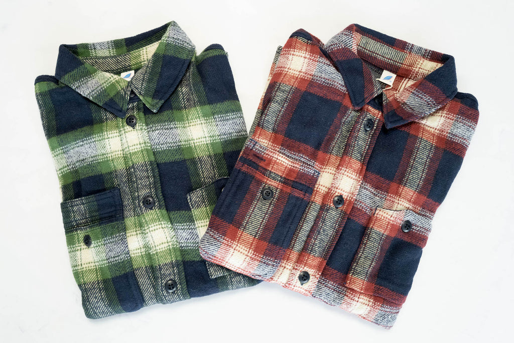 PURE BLUE JAPAN INDIGO CHECK FLANNEL WORKSHIRT