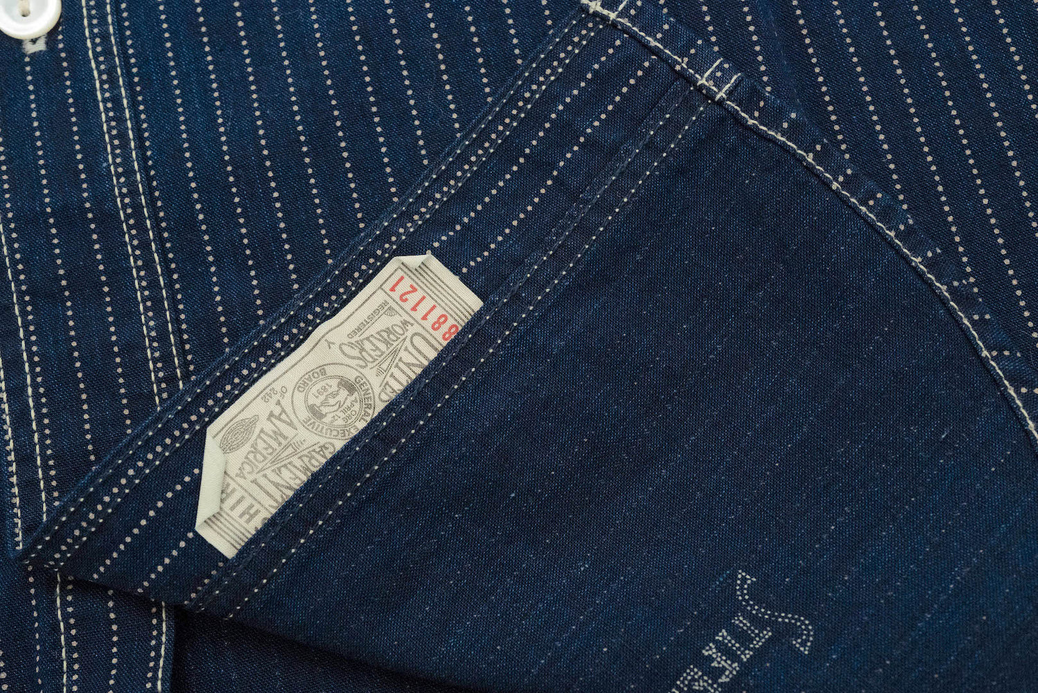 FREEWHEELERS "IRONALL" INDIGO SELVAGE WABASH WORK SHIRT