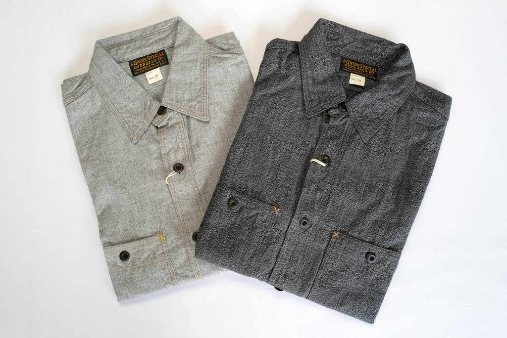 FREEWHEELERS 8OZ "HEAD MAN" SELVAGE S/S CHAMBRAY SHIRT