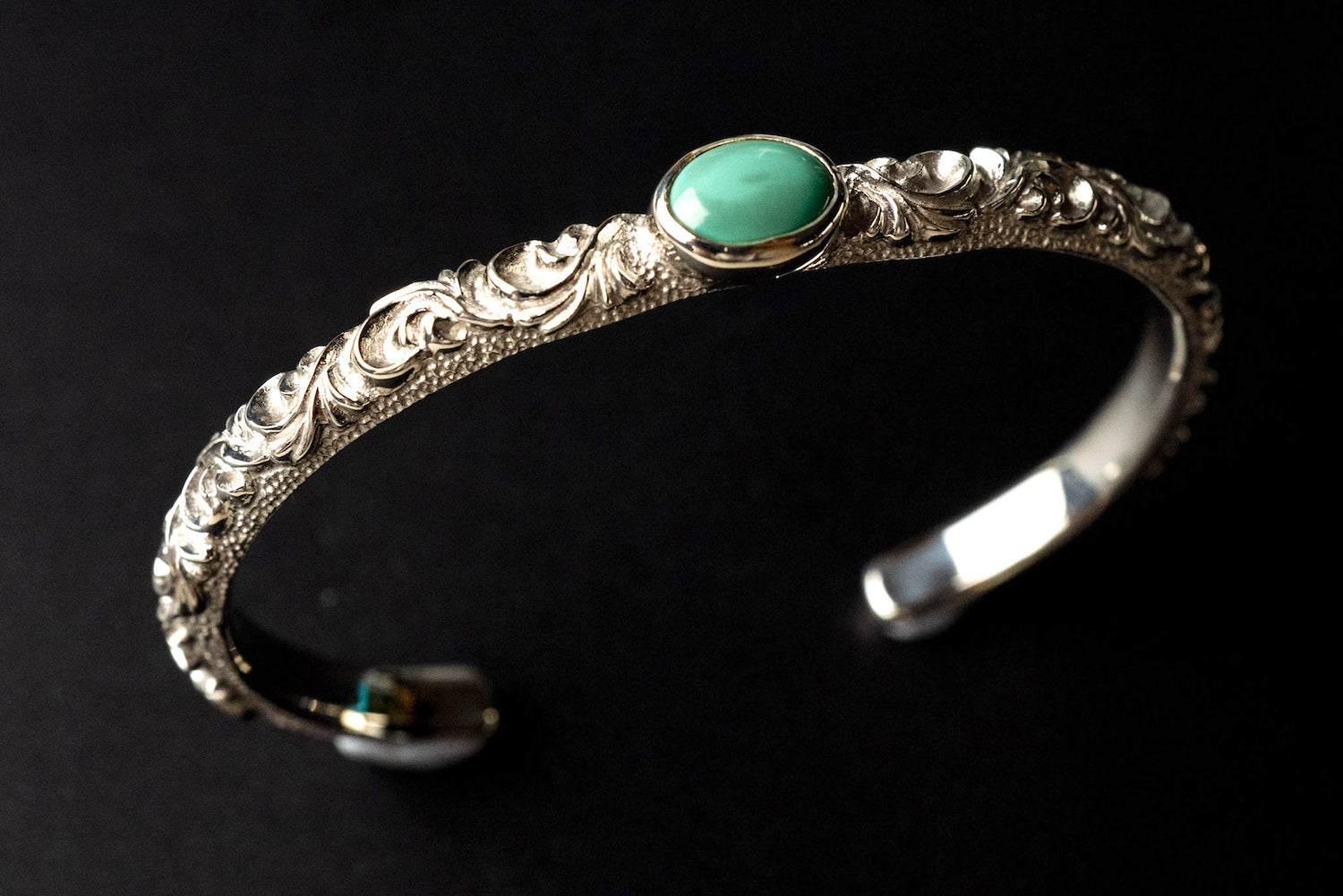 LEGEND 6MM 'IVY' SILVER BANGLE WITH TURQUOISE(B-83-TQ)