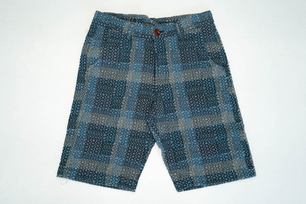 STUDIO D'ARTISAN 12OZ INDIGO NORAGI SASHIKO SHORTS