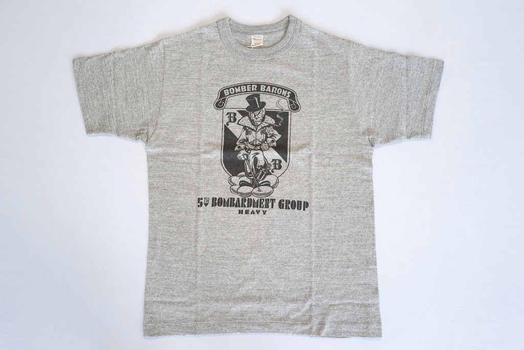 WAREHOUSE "BOMBER BARONS" 'BAMBOO TEXTURED' TEE (HEATHER GRAY)