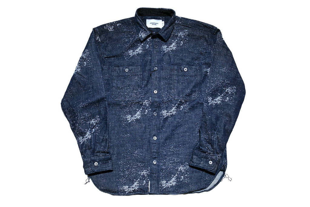 Momotaro 12oz Indigo Dyed “Ocean of Indigo” Jacquard Denim Workshirt