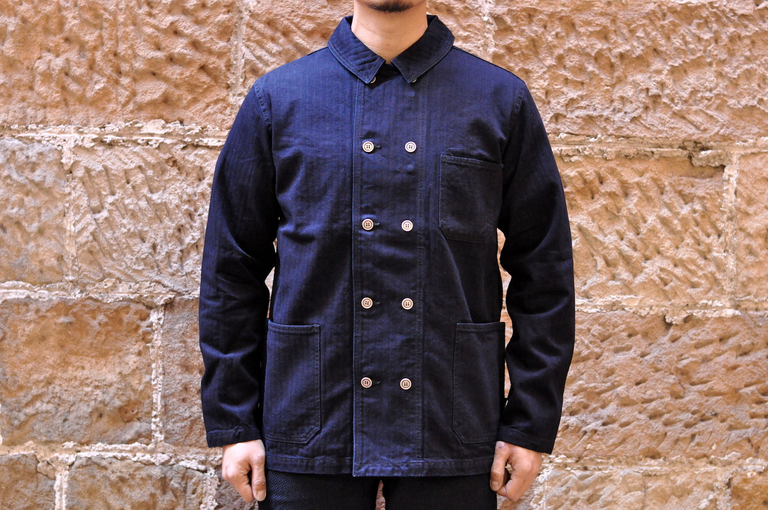 PURE BLUE JAPAN INDIGO HBT SHORT CHORE JACKET