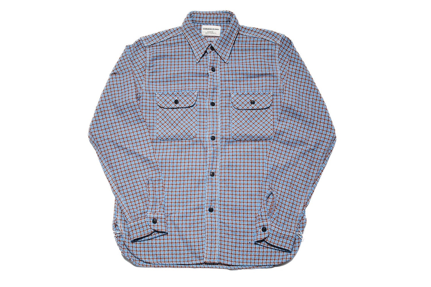 Samurai Indigo Dyed Heavyweight “Overseas Edition” Flannel Workshirt (Cheese Brown)
