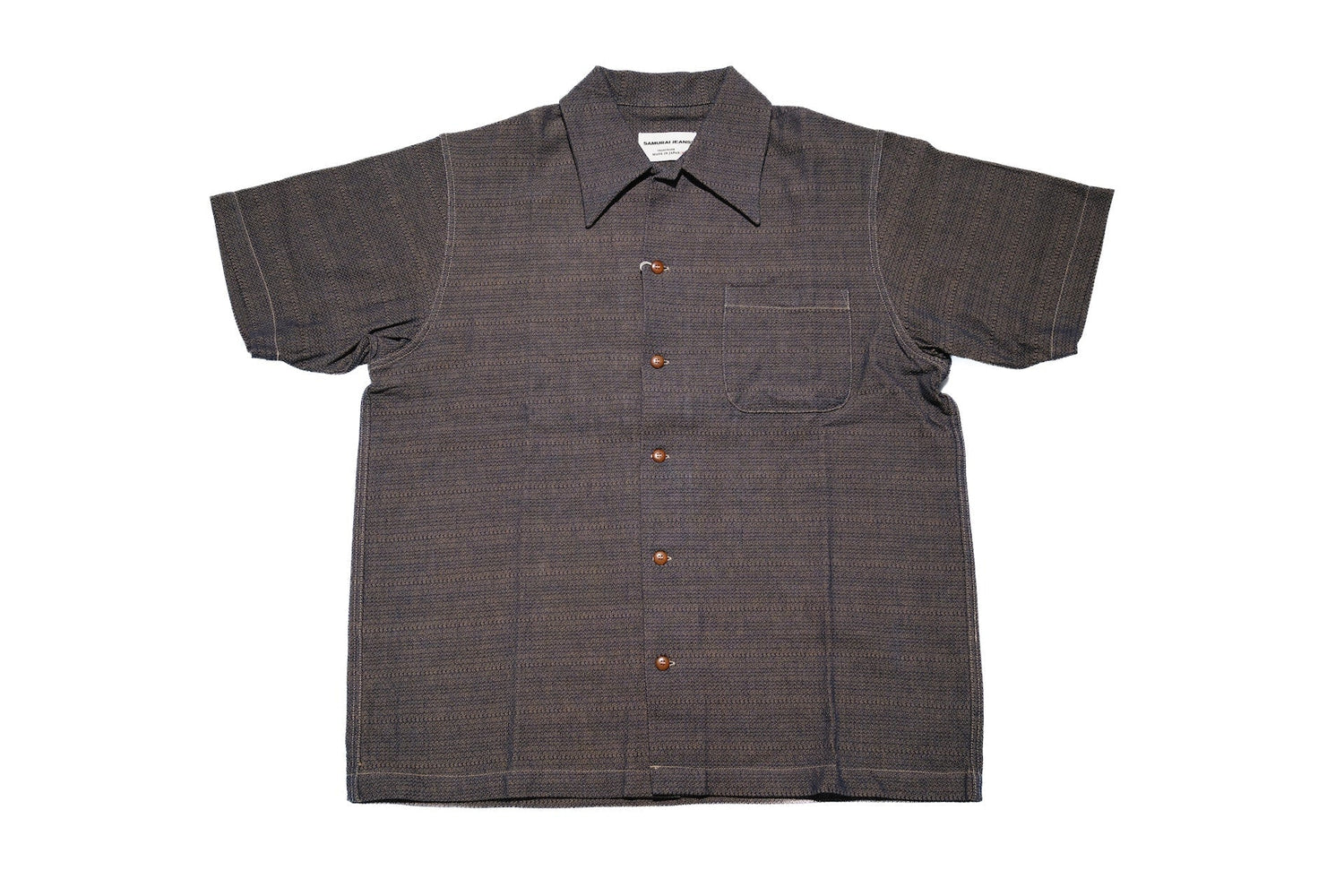 Samurai 10oz “Konako Ai-Madara” Sashiko S/S Open Collar Shirt