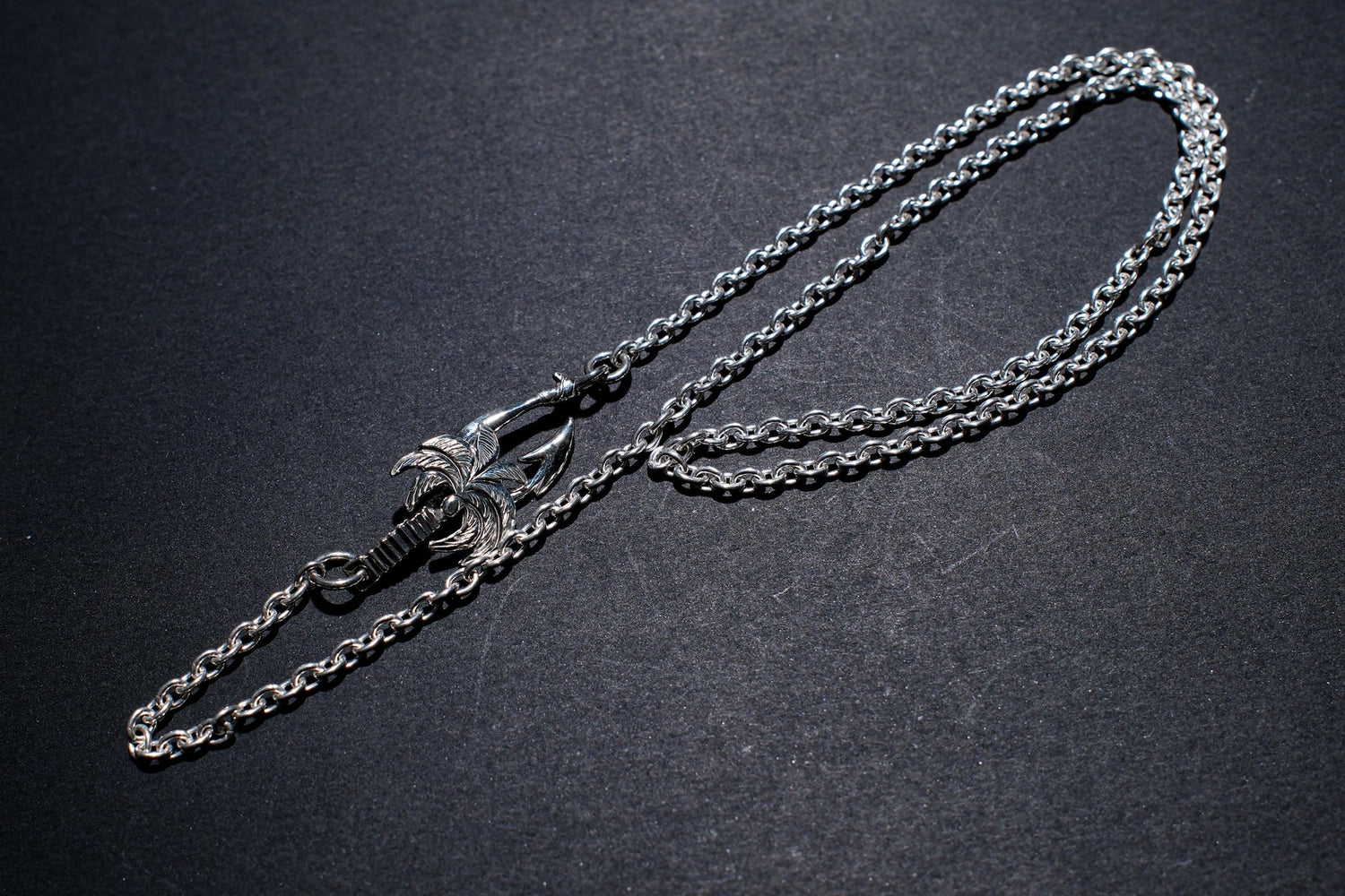 The One OCEAN "Round Azuki" Silver Chain with “Palm Tree” Hook (Small)