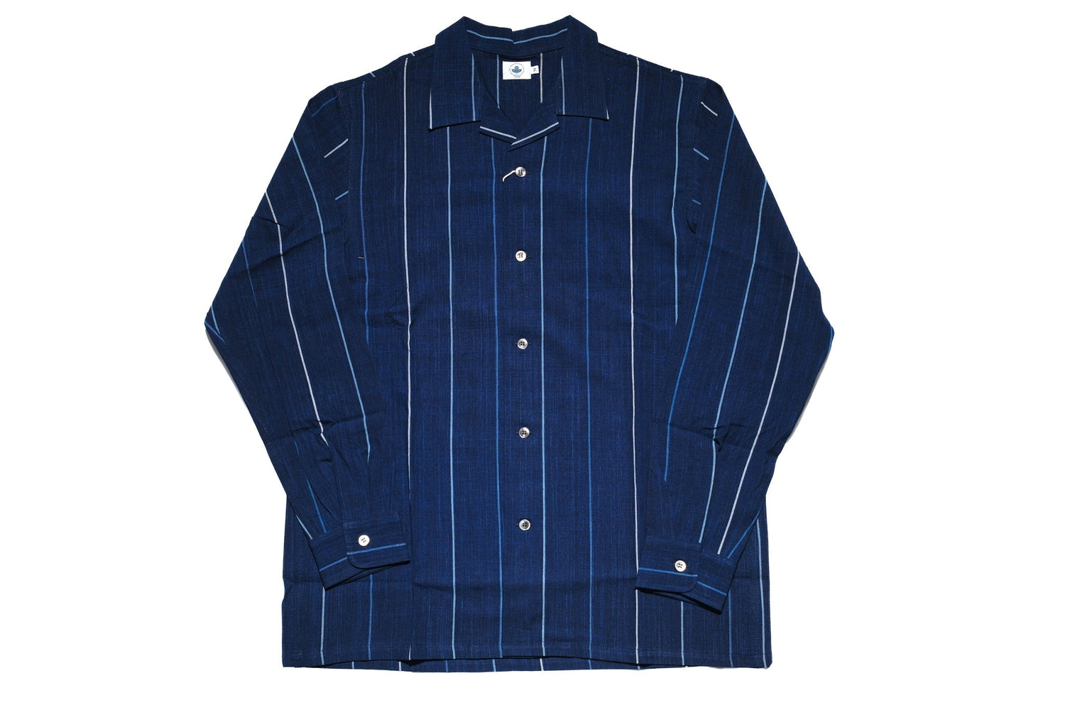 Omoto Denim 8oz Natural Indigo Dyed “Matsusaka-Jima” Open Collar Shirt