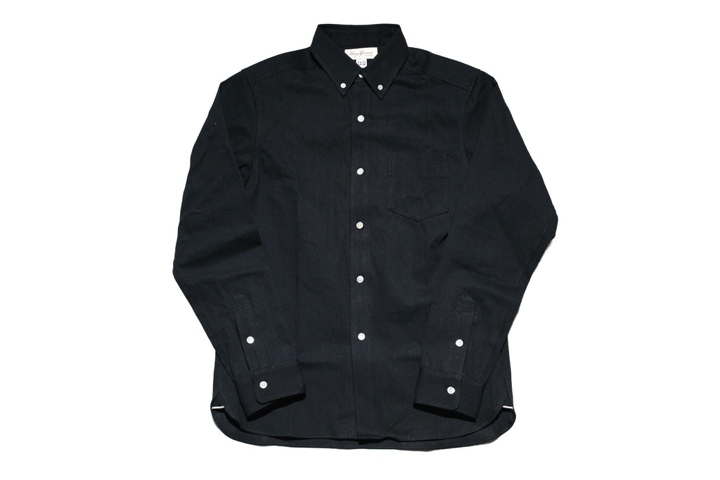 Unique Garment 12oz Selvage Denim 'Gatsby' Oxford Shirt (Solid Black)
