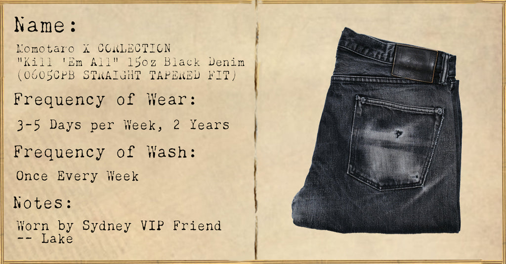 FILE 034: Momotaro X CORLECTION 15oz 0605CPB "Kill 'Em All" Black Denim -- 2 Years of Wear