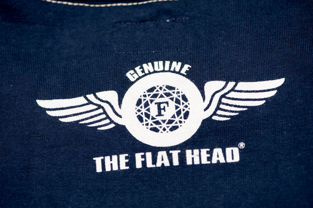 THE FLAT HEAD 7OZ "SMALL FLYING WHEEL" LOOPWHEEL TEE (NAVY)