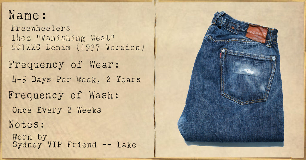 FILE 013:Freewheelers 14oz "Vanishing West" 601XXC Denim (1937 Version) -- 2 Years of Wear
