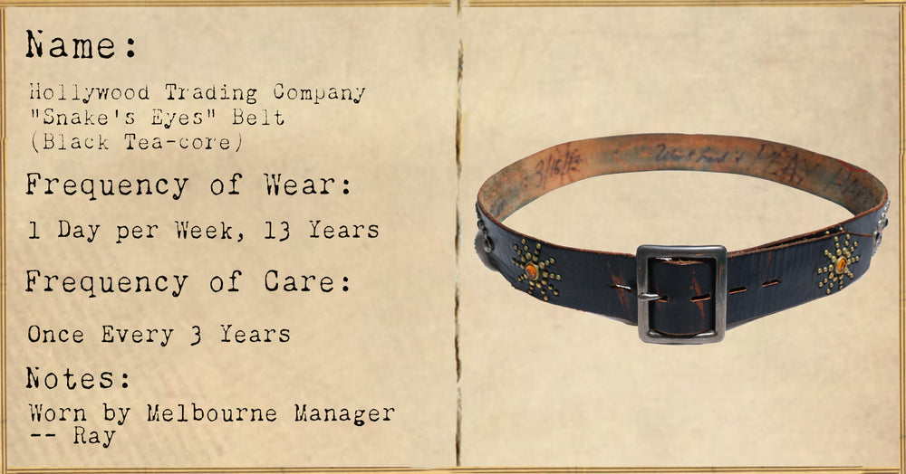 FILE 030: Hollywood Trading Company "Snake's Eyes" Belt -- 13 Years of Wear