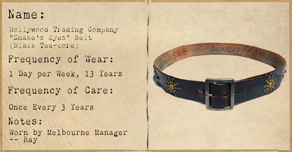 FILE 030: Hollywood Trading Company "Snake's Eyes" Belt -- 13 Years of Wear