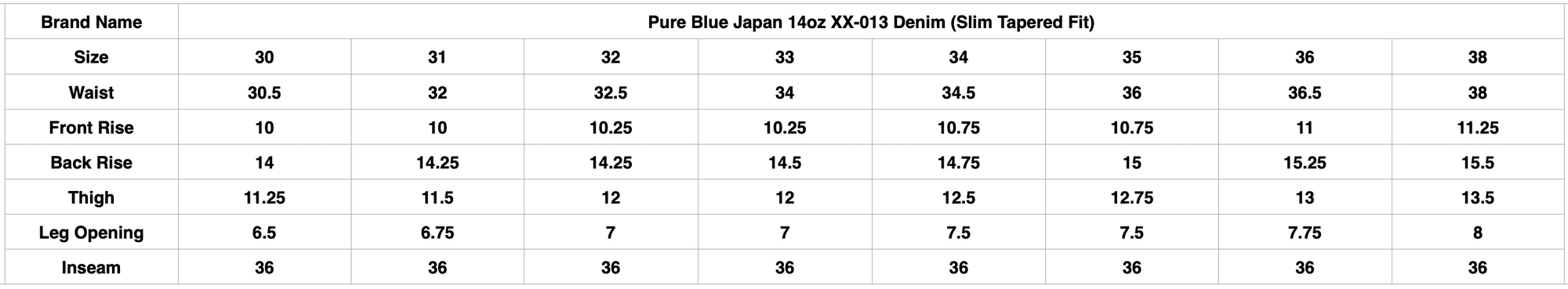 Pure Blue Japan 14oz XX-013 Denim (Slim Tapered Fit)