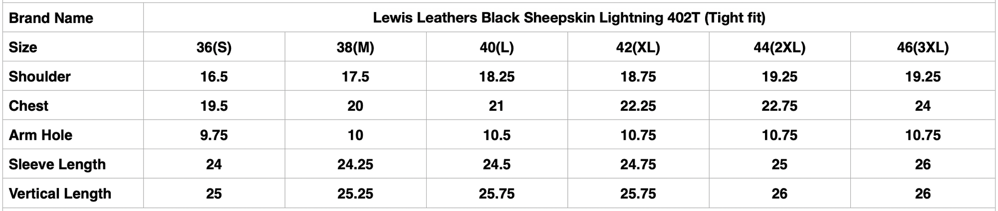 Lewis Leathers Black Sheepskin Lightning 402T (Tight fit)