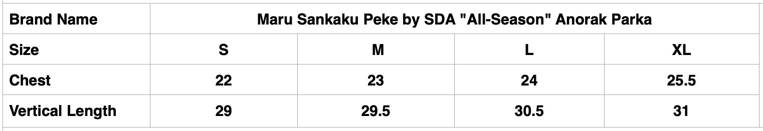 Maru Sankaku Peke by SDA "All-Season" Anorak Parka (Orange)