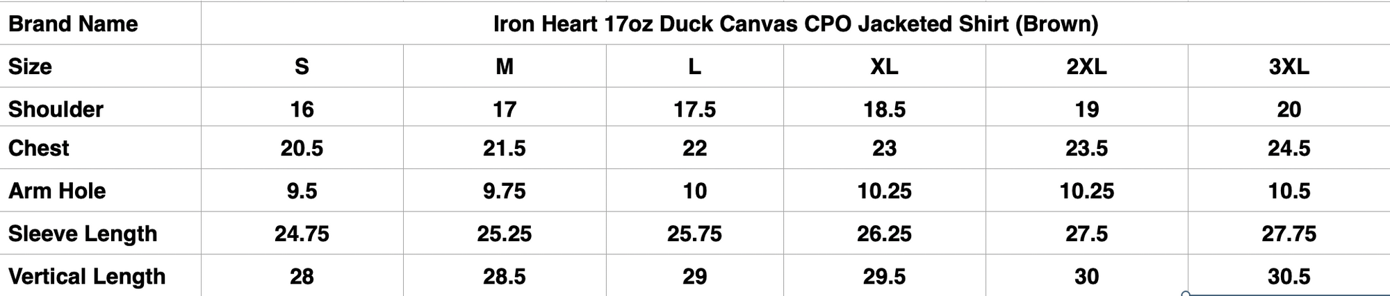 Iron Heart 17oz Duck Canvas CPO Jacketed Shirt (Brown)