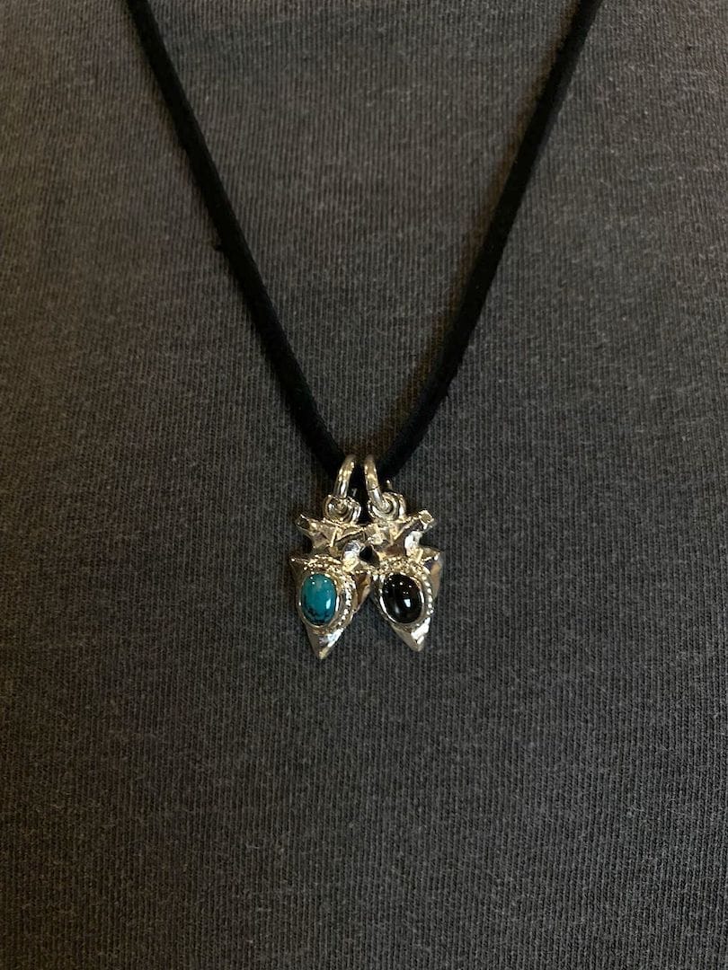 First Arrow's Size Medium "Arrow Head" Pendant With With Turquoise Stone (P-207)