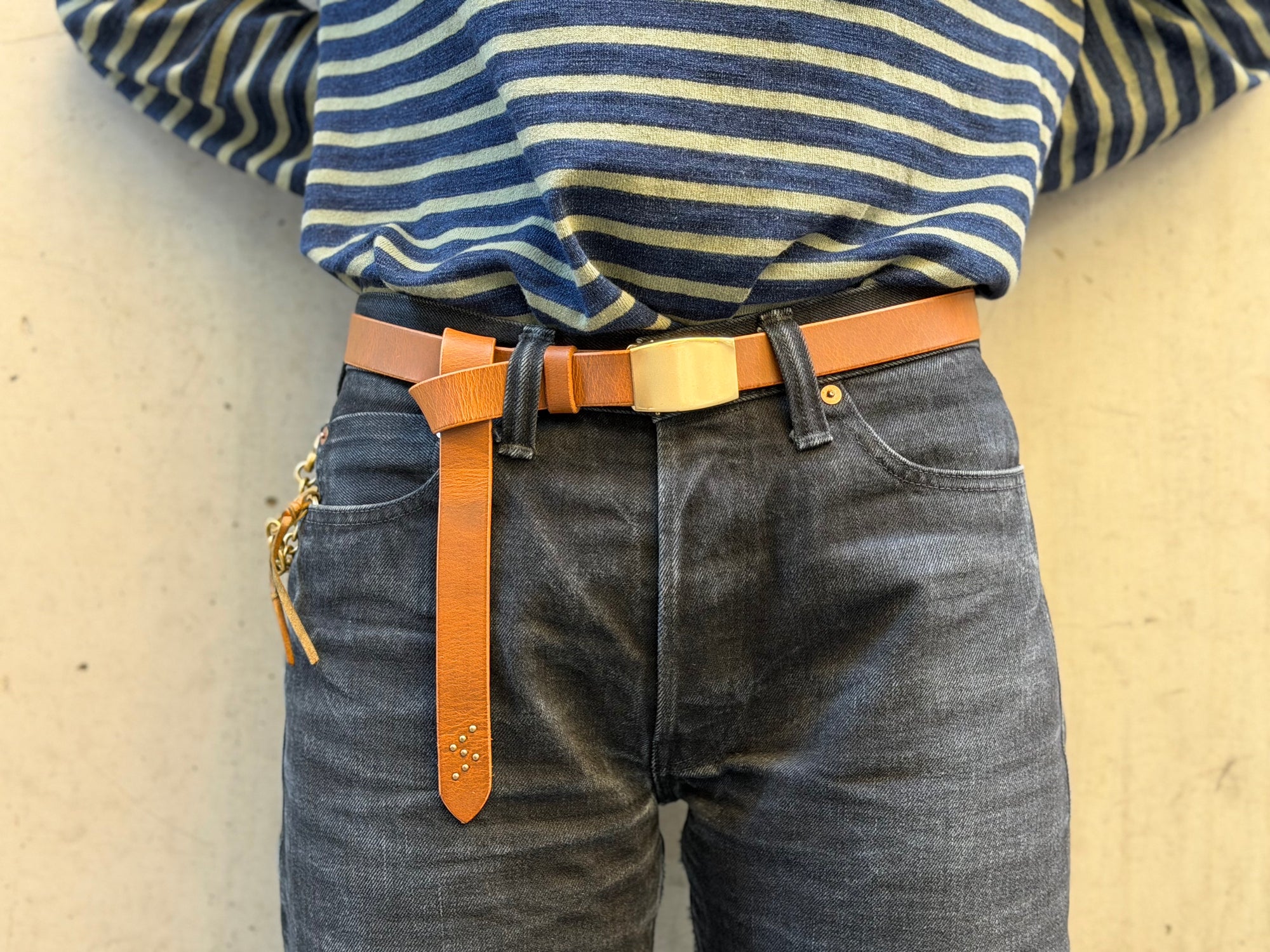 Sugar & Co. “Ivy Senior” Narrow Cowhide Belt (Camel Tan)