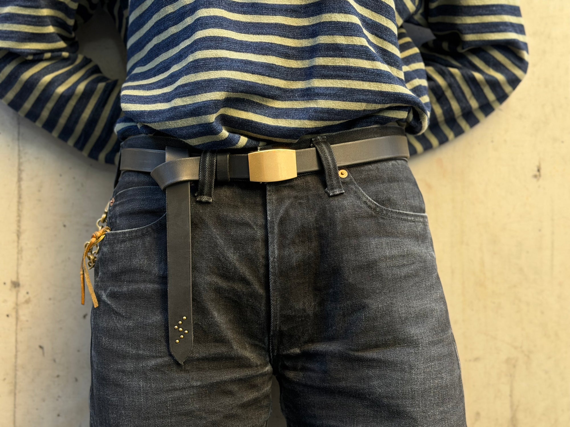 Sugar & Co. “Ivy Senior” Narrow Cowhide Belt  (Jet Black)