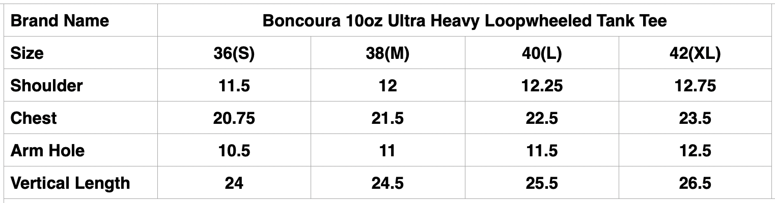Boncoura 10oz Ultra Heavy Loopwheeled Tank Tee (White)