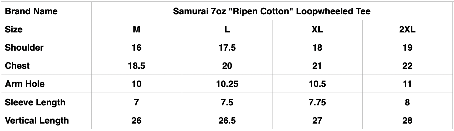Samurai 7oz "Ripen Cotton" Loopwheeled Tee (Ivory)