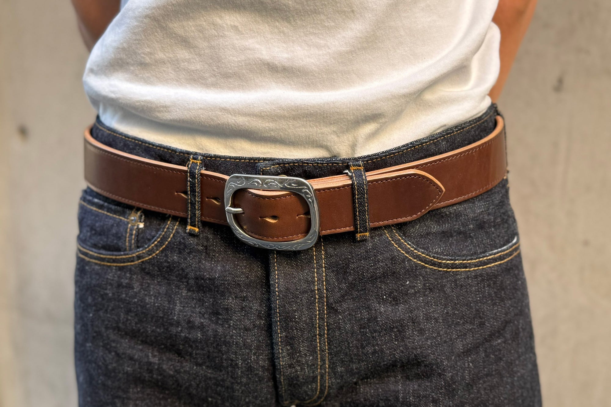 Unique Garment Horsebutt 'Western Ryder' Belt (Brown Tea-cored)