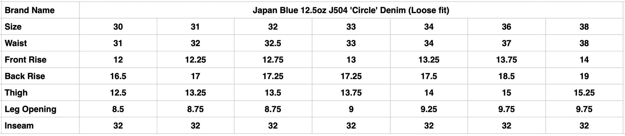 Japan Blue 12.5oz J504 'Circle' Denim (Loose fit)