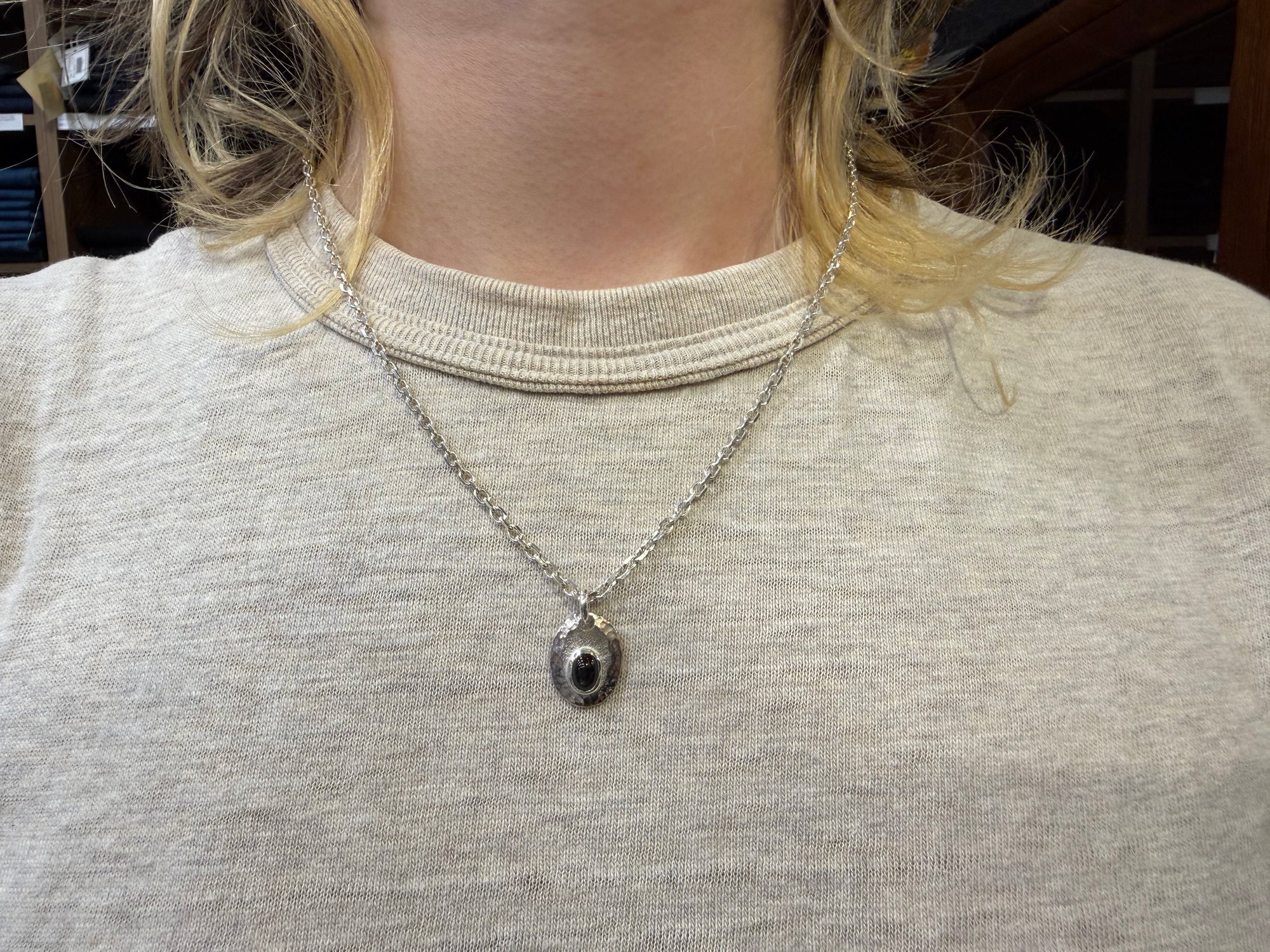 Legend Size Large "Plate" Pendant With Black Onyx (P-3-SD)