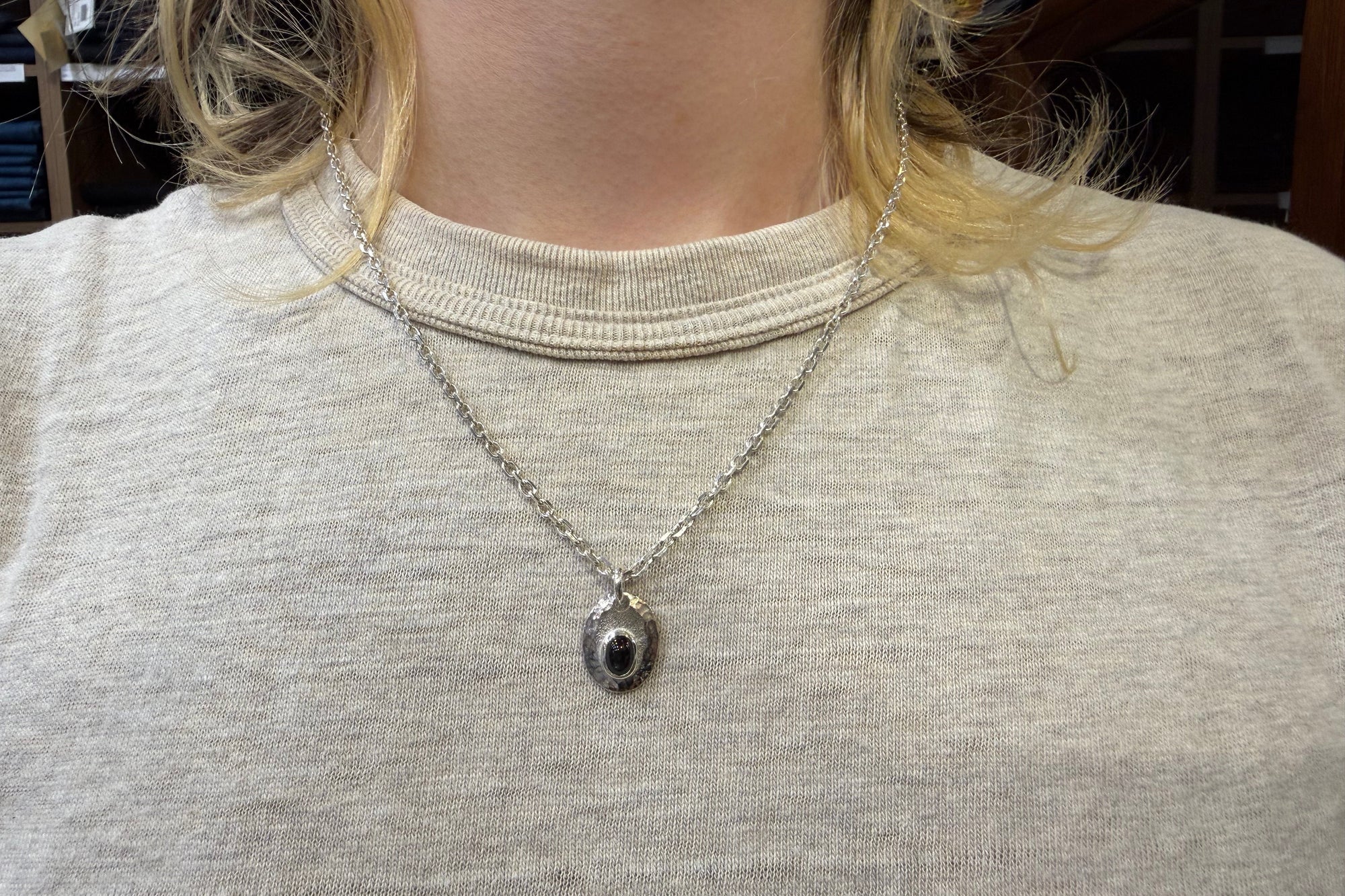 Legend Size Small "Plate" Pendant With Black Onyx (P-1-SD)