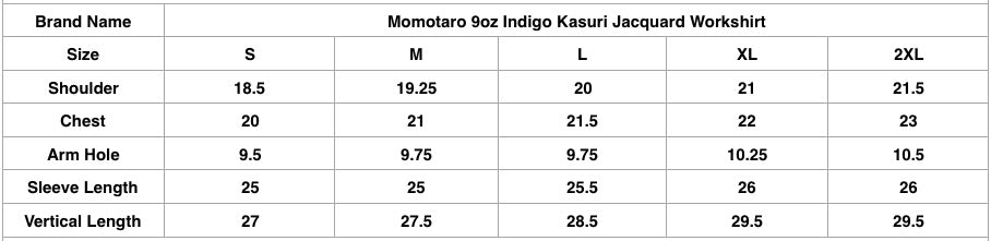 Momotaro 9oz Indigo Kasuri Jacquard Workshirt