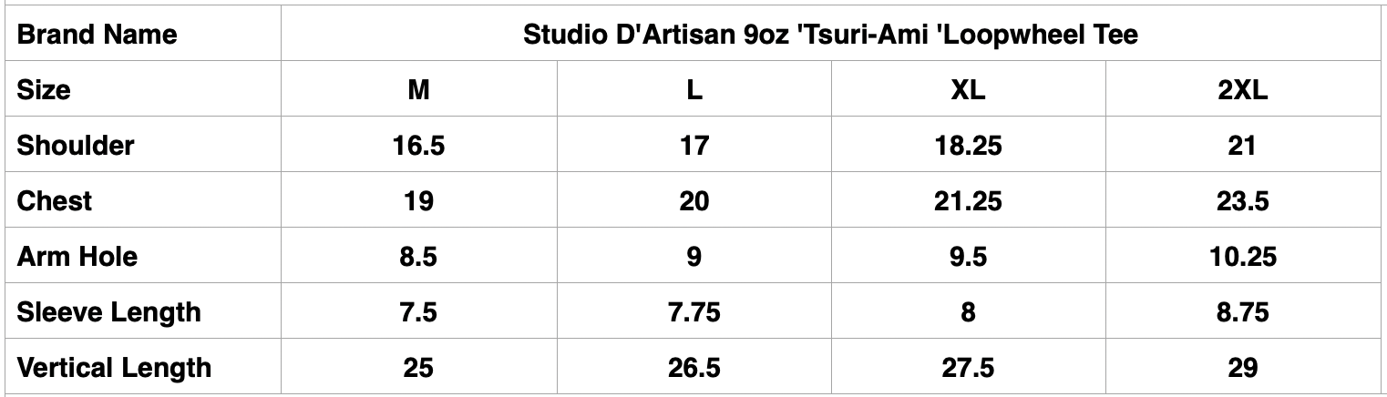 Studio D'Artisan 9oz 'Tsuri-Ami 'Loopwheel Tee (Charcoal)