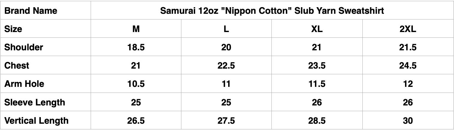 Samurai 12oz "Nippon Cotton" Slub Yarn Sweatshirt (Dark Kuri)