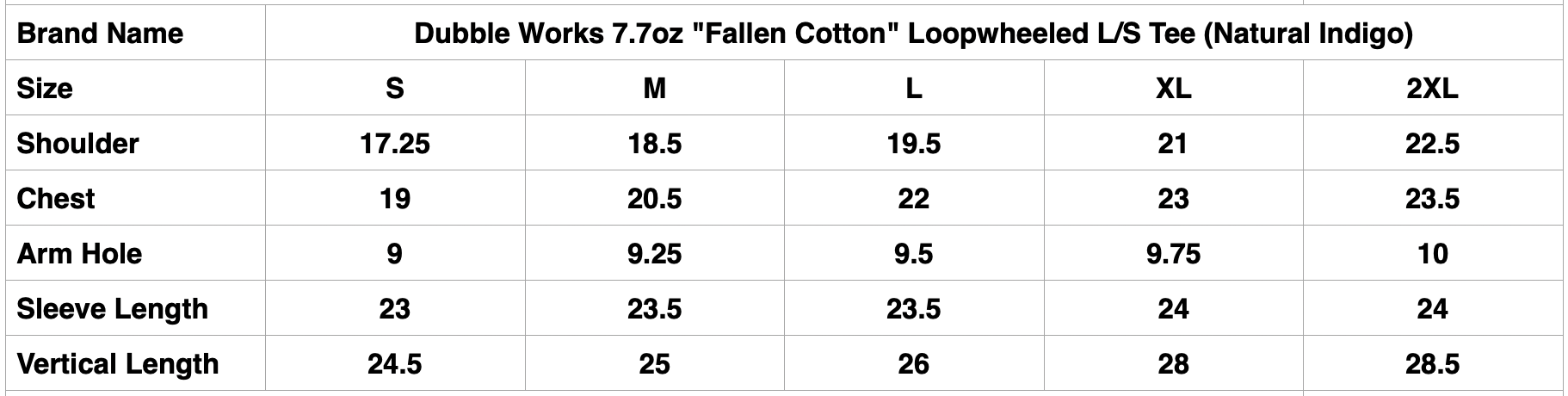Dubble Works 7.7oz "Fallen Cotton" Loopwheeled L/S Tee (Natural Indigo)