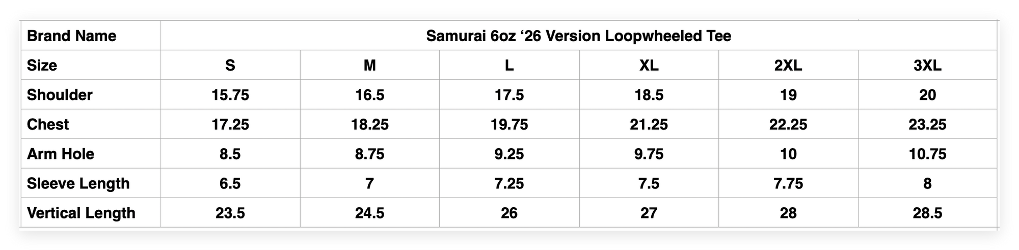 Samurai 6oz ‘26 Version Loopwheeled Tee (Black)